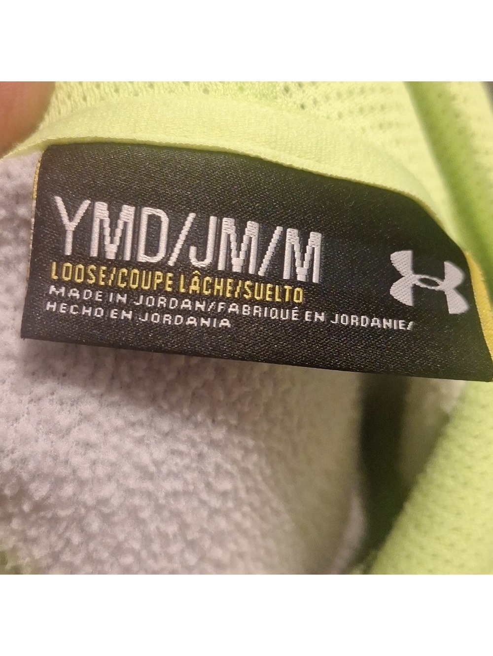 Under Armour Gray Heather Hoodie with Neon Yellow Logo - Picture 7 of 8